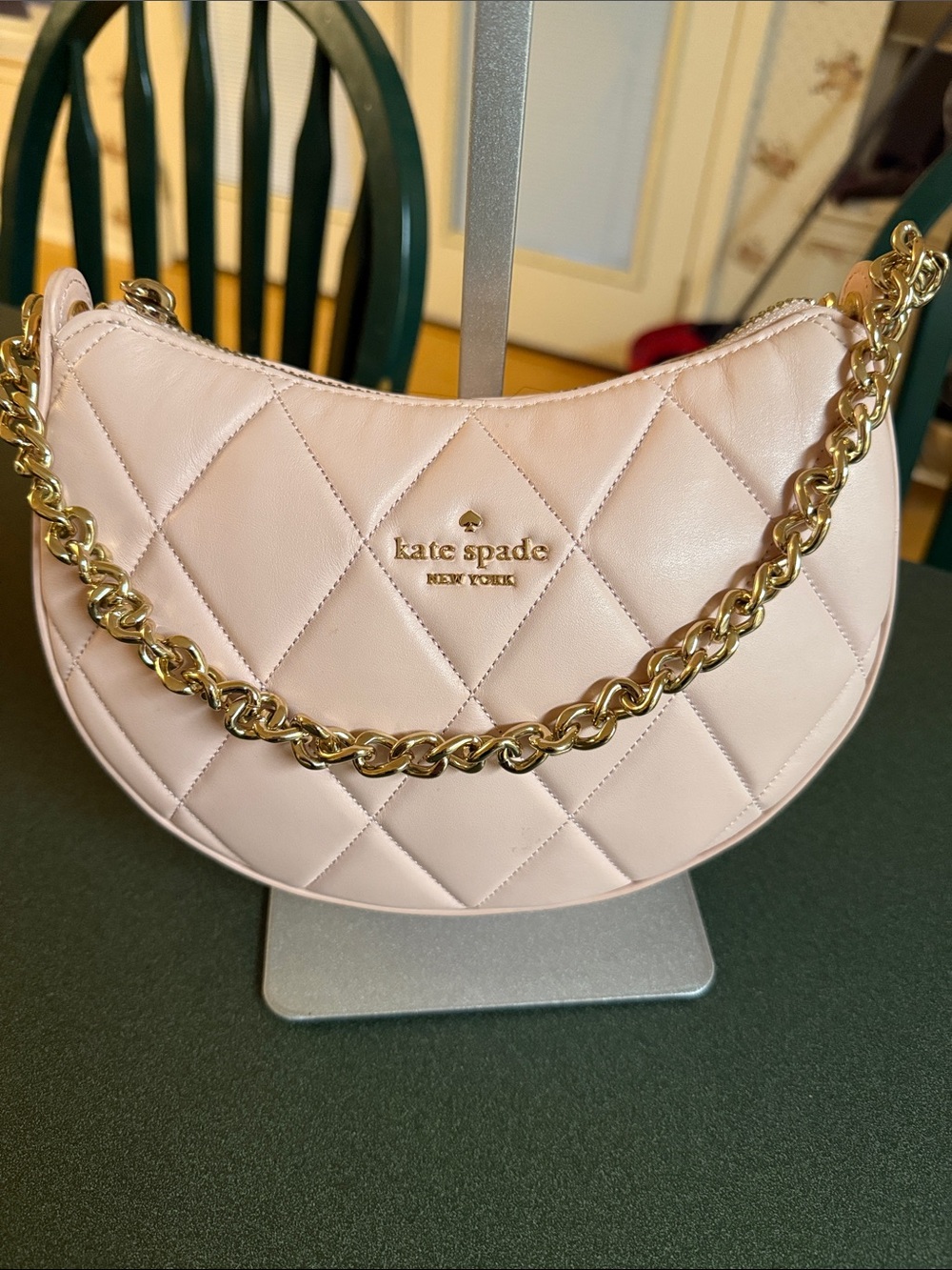 kate spade Quilted Light Pink Shoulder Bag with Gold Chain - Picture 7 of 8